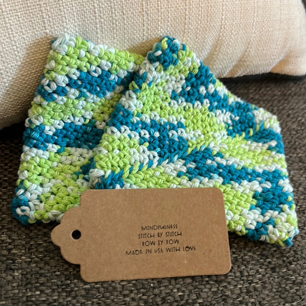 NWT 2 Coasters Made in USA with 100% recycled cotton! Perfect to use as trivet!